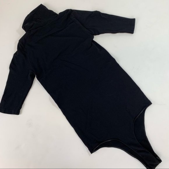 Commando Ballet Body Turtleneck Bodysuit Black Short Sleeves Snap Thong - Picture 11 of 13